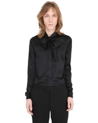 Saint Laurent Silk Satin Shirt With Bow Collar