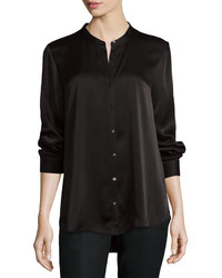 Eileen Fisher Silk Mandarin Collar Shirt Petite