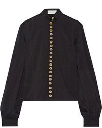 Lemaire Stretch Silk And Wool Blend Shirt Black