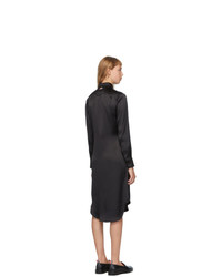Thom Browne Black Silk Shirt Dress