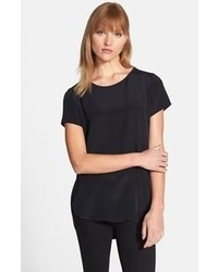 Nordstrom Collection Serene Silk Scoop Neck Tee Black X Small