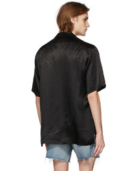 Saint Laurent Black Silk Shark Collar Shirt