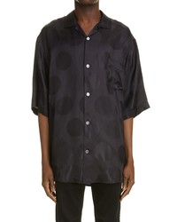 Acne Studios Sandimper Satin Jacquard Dot Short Sleeve Button Up Shirt