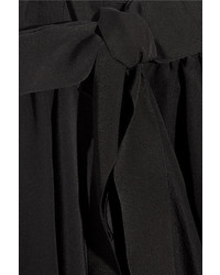 Fendi Scalloped Draped Silk Crepe De Chine Shorts Black