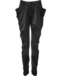 Balmain Silk Draped Side Pants In Black