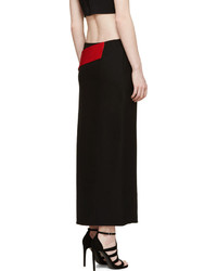 Versace Black And Red Silk Cross Band Skirt