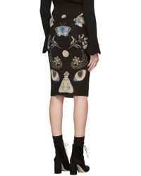 Alexander McQueen Black Jacquard Obsession Skirt