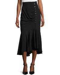 Michael Kors Michl Kors Collection Draped Side Button Midi Skirt Black