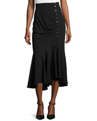 Michael Kors Michl Kors Collection Draped Side Button Midi Skirt Black