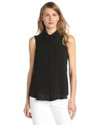 Theory Duria Silk Georgette Sleeveless Blouse
