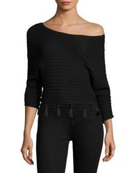 L'Agence Alisia Tassel Sweater One Shoulder Top