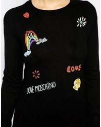 Love Moschino Silk Mix Beaded Motif Sweater