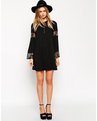 Asos Collection Boho Swing Dress With Long Sleeve And Lace Inserts