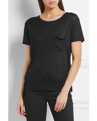 Saint Laurent Silk Jersey T Shirt Black