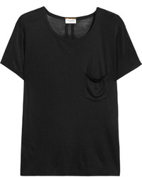 Saint Laurent Silk Jersey T Shirt Black