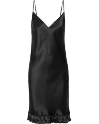 Maggie Marilyn Ruffle Trimmed Silk Satin Dress Black