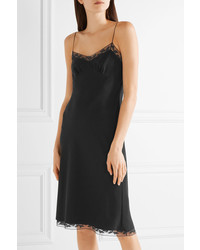 The Row Santi Lace Trimmed Silk Crepe Dress Black
