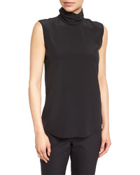 Misook Collection Silk Mock Neck Tank Black