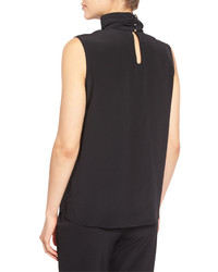 Misook Collection Silk Mock Neck Tank Black