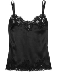 Dolce & Gabbana Lace Trimmed Stretch Silk Blend Satin Camisole Black