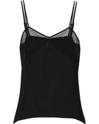 Sandro Mesh Trimmed Silk And Crepe Tank