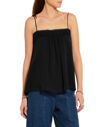 See by Chloe See By Chlo Guipure Lace Trimmed Silk Chiffon Camisole Black