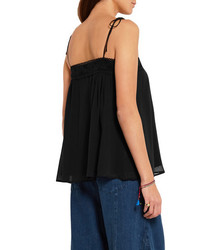 See by Chloe See By Chlo Guipure Lace Trimmed Silk Chiffon Camisole Black