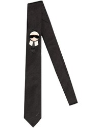 Fendi 6cm Karl Patch Silk Satin Tie