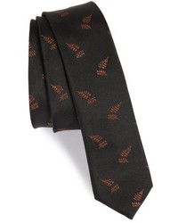 The Kooples Leaf Jacquard Silk Skinny Tie