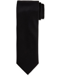 Brioni Solid Silk Satin Tie Black