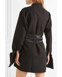 Michl Lo Sordo Silk Satin Trimmed Crepe Wrap Mini Dress Black