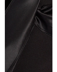 Michl Lo Sordo Silk Satin Trimmed Crepe Wrap Mini Dress Black