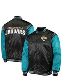 STARTE R Blackteal Jacksonville Jaguars Enforcer Satin Varsity Full Snap Jacket