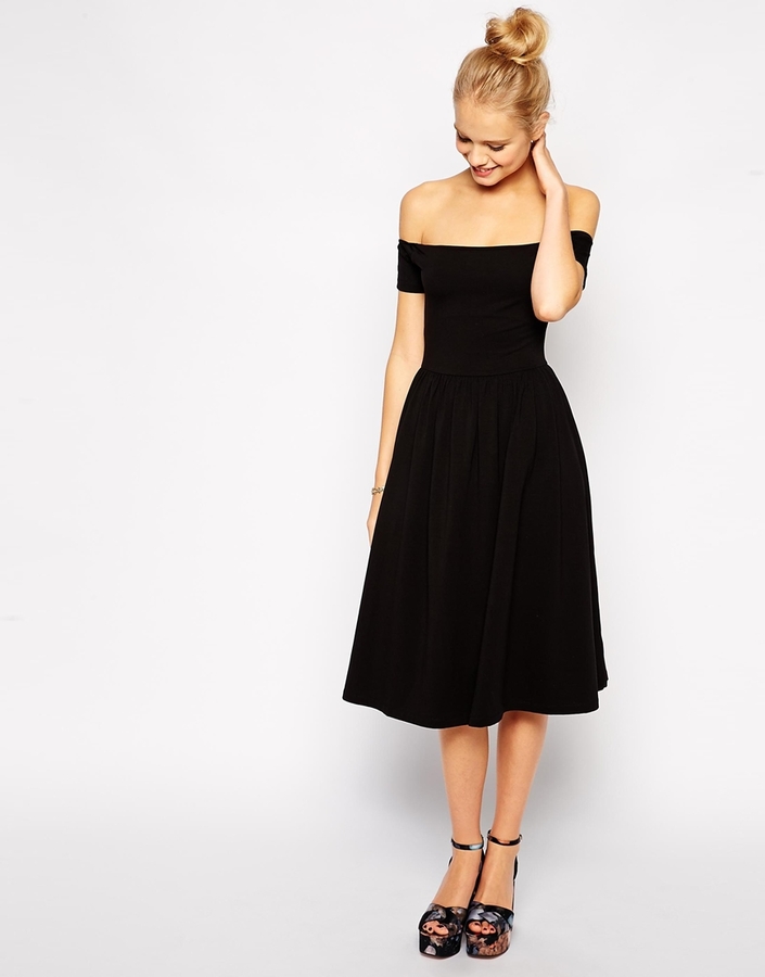 Asos Collection Bardot Midi Skater Dress, $38 | Asos | Lookastic