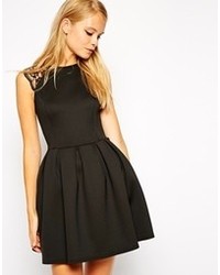 Asos Collection Lace Sleeve Skater Dress In Scuba, $81 | Asos | Lookastic