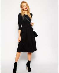 Asos Collection Midi Skater Dress In Texture With 34 Sleeves