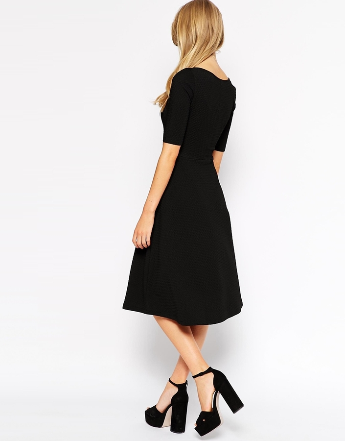 Asos Collection Midi Texture Skater Dress With Half Sleeve, $48 | Asos ...