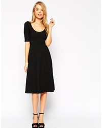Asos Collection Midi Texture Skater Dress With Half Sleeve