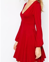Asos Collection Skater Dress With Boho Sleeves And Seamed Detail