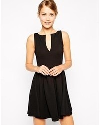 Asos Collection Sleeveless Skater Dress In Structured Rib With V Neck