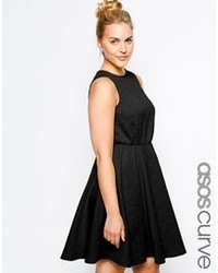 Asos Curve Textured Skater Dress With Cross Hatch Detail