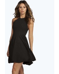 Boohoo Anya Scallop Neck Skater Dress