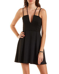 Charlotte Russe Strappy Plunging Skater Dress