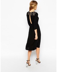 Asos Collection Midi Skater Dress With Crochet Inserts