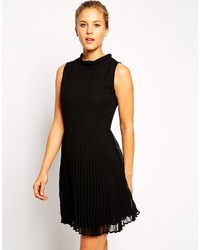 Asos Collection Mini Skater Dress With Pleated Skirt And Funnel Neck