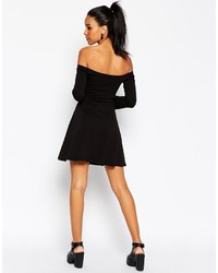 Asos Collection Skater Dress With Seamed Detail And Flared Sleeves