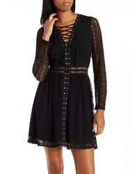 Charlotte Russe Crochet And Lace Skater Dress