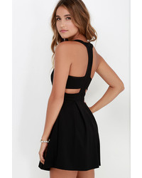 Cutout And About Black Skater Dress ...