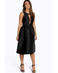 Boohoo Dahlia Woven Keyhole Midi Skater Dress