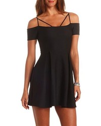 Charlotte Russe Geo Quilted Strappy Off The Shoulder Skater Dress